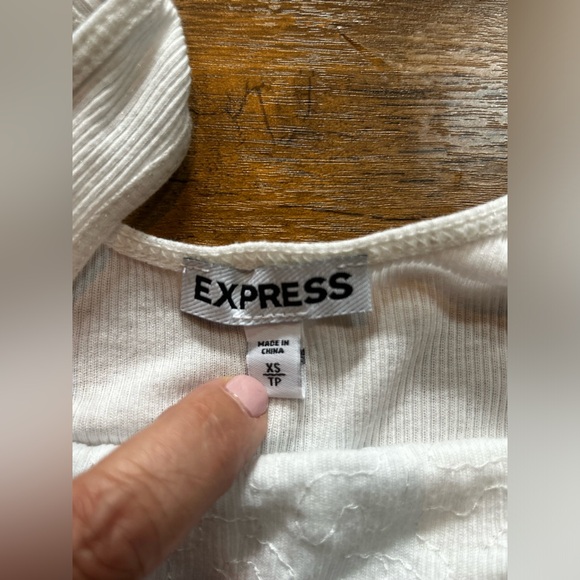 Express Off-White Ribbed Sequin Tank Top - Picture 6 of 9